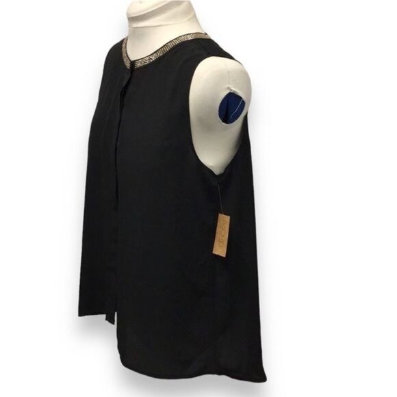 Rachel Roy Women’s Sleeveless Crewneck Button Down Draped Back Blouse, size M - Picture 3 of 11